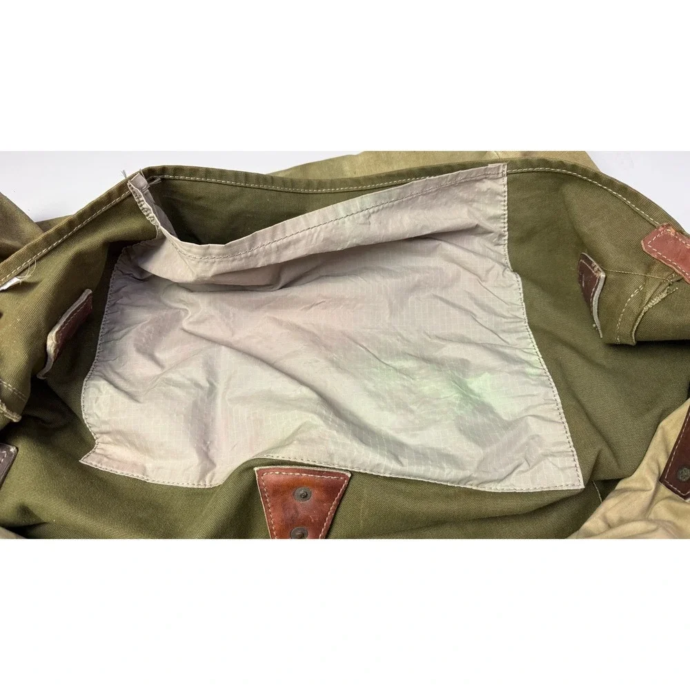Vintage Duluth‎ Pack Saddle Ruck Sack Backpack Green Canvas Leather Straps #5 3f